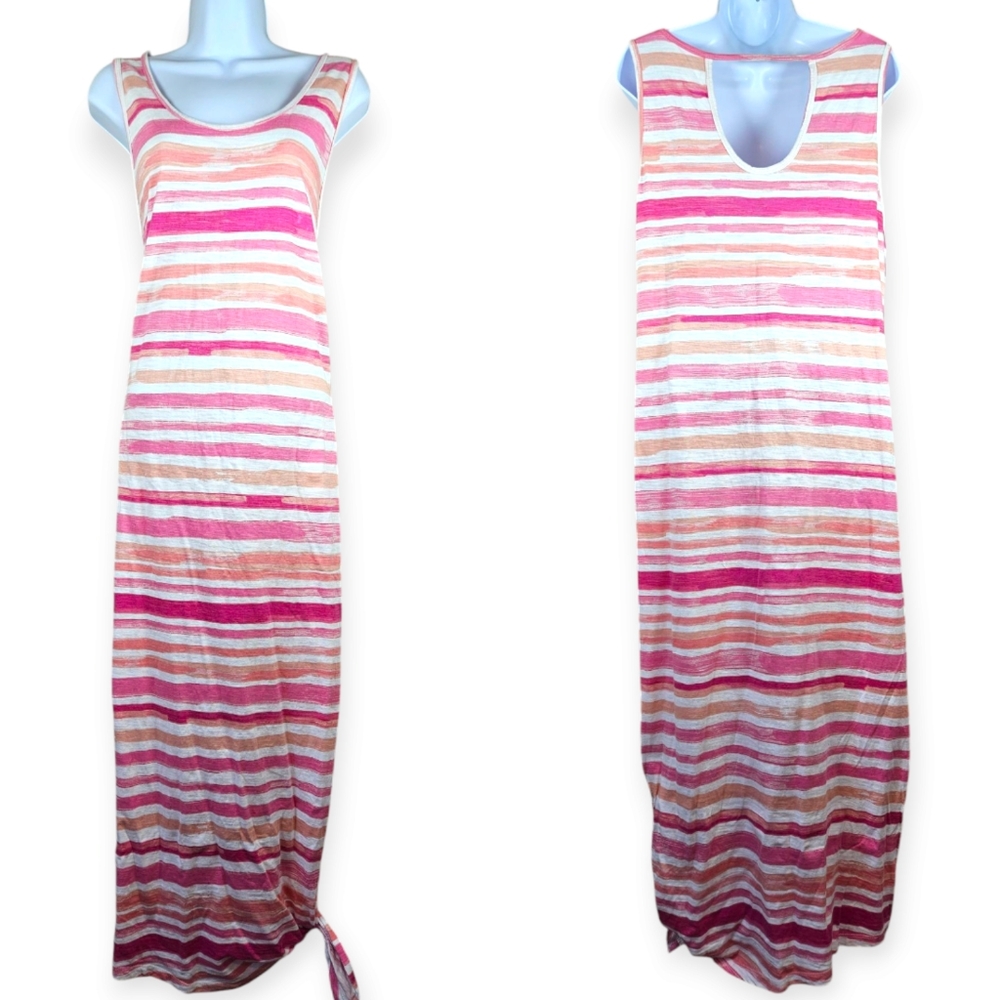 NWOT Dreams Co pink white striped cotton maxi dress Womens Medium